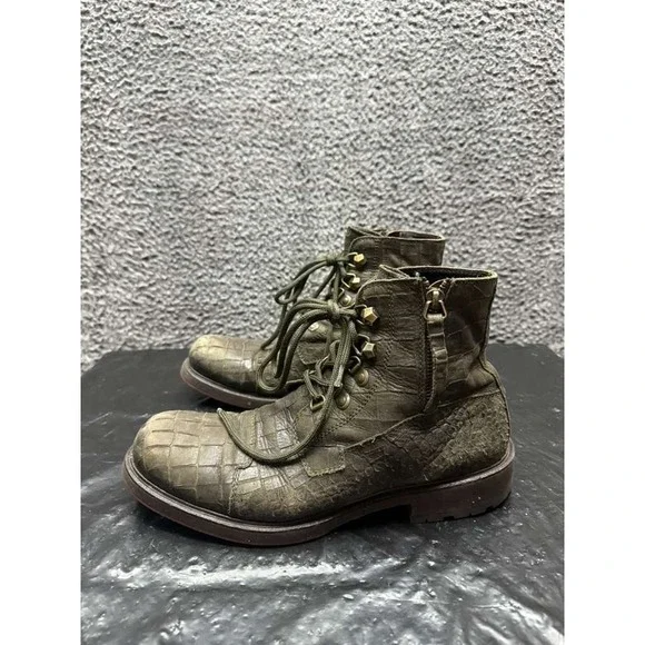 Cesare Paciotti Alligator Embossed Leather Ankle Boots Green Mens Size 7‎ UK